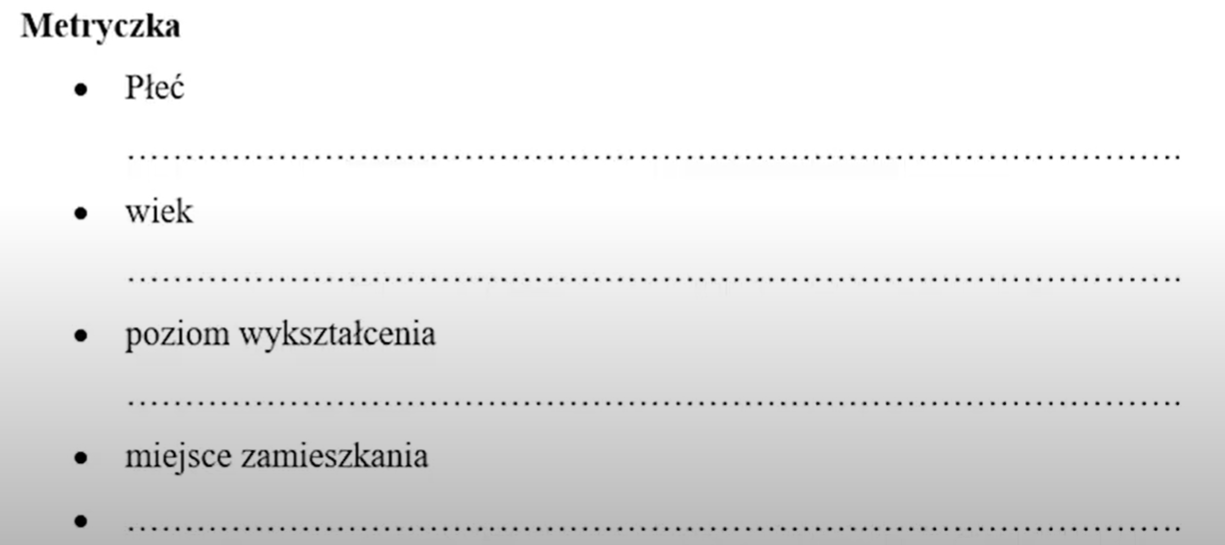 Metryczka W Ankiecie Do Pracy Dyplomowej Magister Na 5