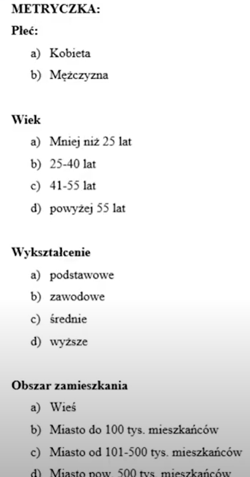 Metryczka W Ankiecie Do Pracy Dyplomowej Magister Na 5