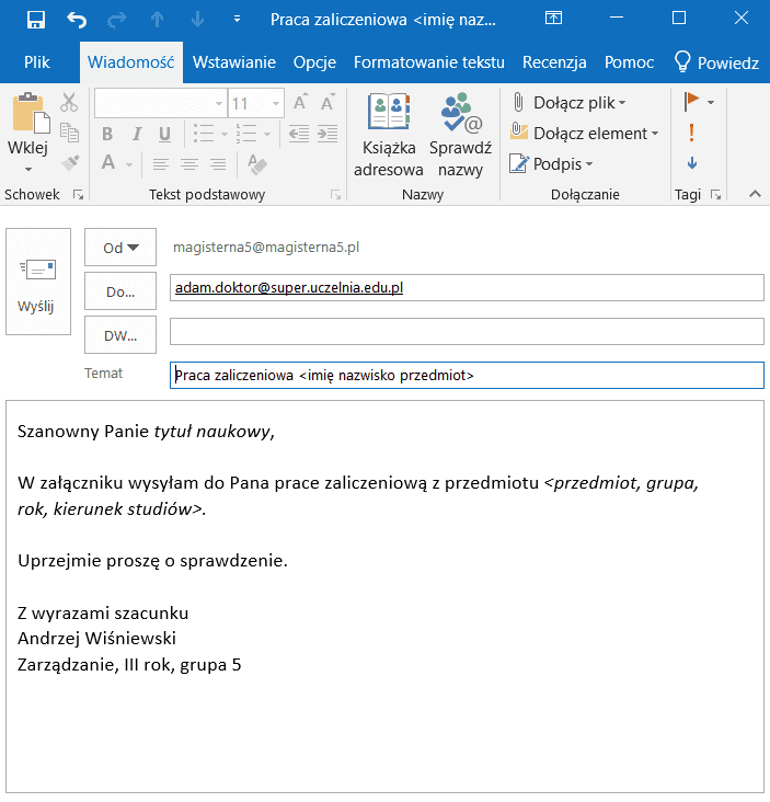 Mail Do Wyk adowcy Jak Napisa Magister Na 5 Mail Do Wyk adowcy Jak Napisa Magister Na 5