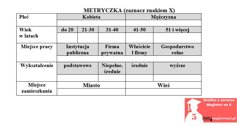 Kwestionariusz Ankiety Przyk ad Z Om wieniem Magister Na 5