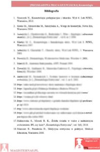przykładowa bibliografia praca licencjacka kosmetologia
