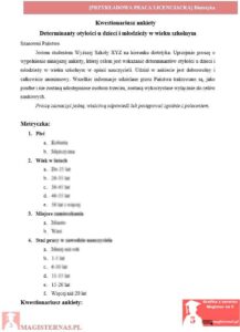 przykładowy kwestionariusz ankiety praca licencjacka z dietetyki