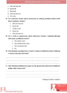 przykładowy kwestionariusz ankiety praca licencjacka z dietetyki