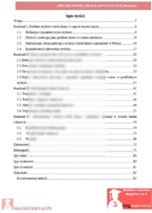 praca licencjacka z dietetyka przykładowy spis treści