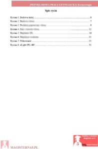 przykładowy spis rycin praca licencjacka kosmetologia