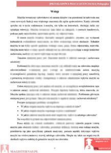 przykładowy wstęp praca licencjacka pedagogika