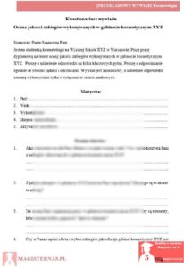 przykładowy wywiad praca licencjacka kosmetologia