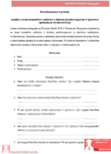 przykładowy wywiad praca licencjacka pedagogika
