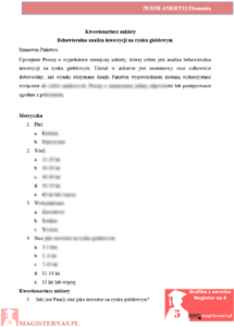 wzór ankieta do pracy licencjackiej z ekonomii przykładowa ankieta praca licencjacka ekonomia