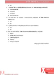 przykładowa ankieta praca licencjacka finanse i rachunkowość