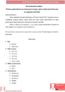 przykładowa ankieta praca licencjacka fizjoterapia