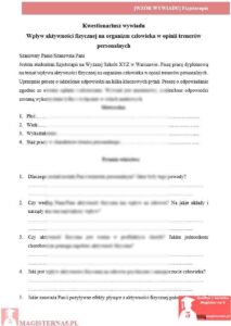 przykładowy wywiad praca licencjacka fizjoterapia