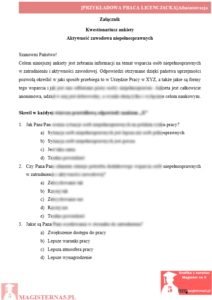 wzór załącznik do pracy licencjackiej z administracji przykładowy załącznik praca licencjacka administracja