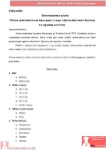 przykładowy załącznik praca licencjacka fizjoterapia