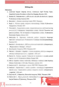 przykładowa bibliografia praca licencjacka logistyka