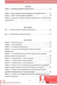 przykładowy spis tabel praca licencjacka logistyka