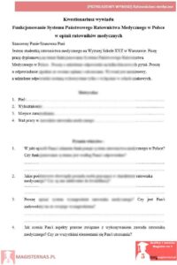 przykładowy wywiad praca licencjacka ratownictwo medyczne