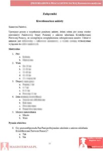 przykładowy załącznik praca licencjacka ratownictwo medyczne