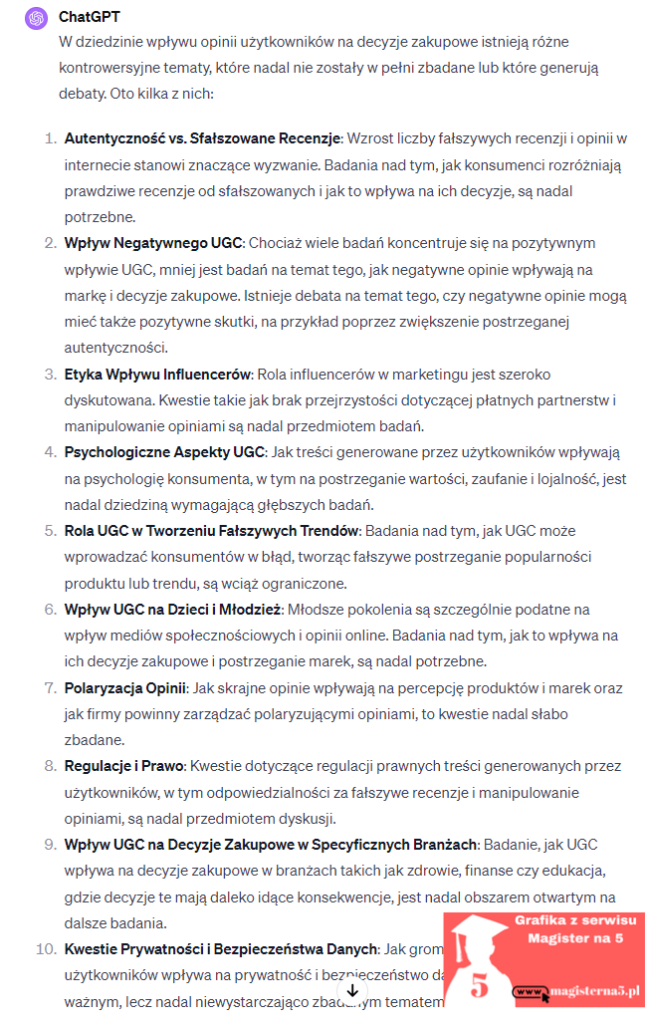 temat pracy licencjackiej i magisterskiej z chatgpt kontrowersyjne tematy