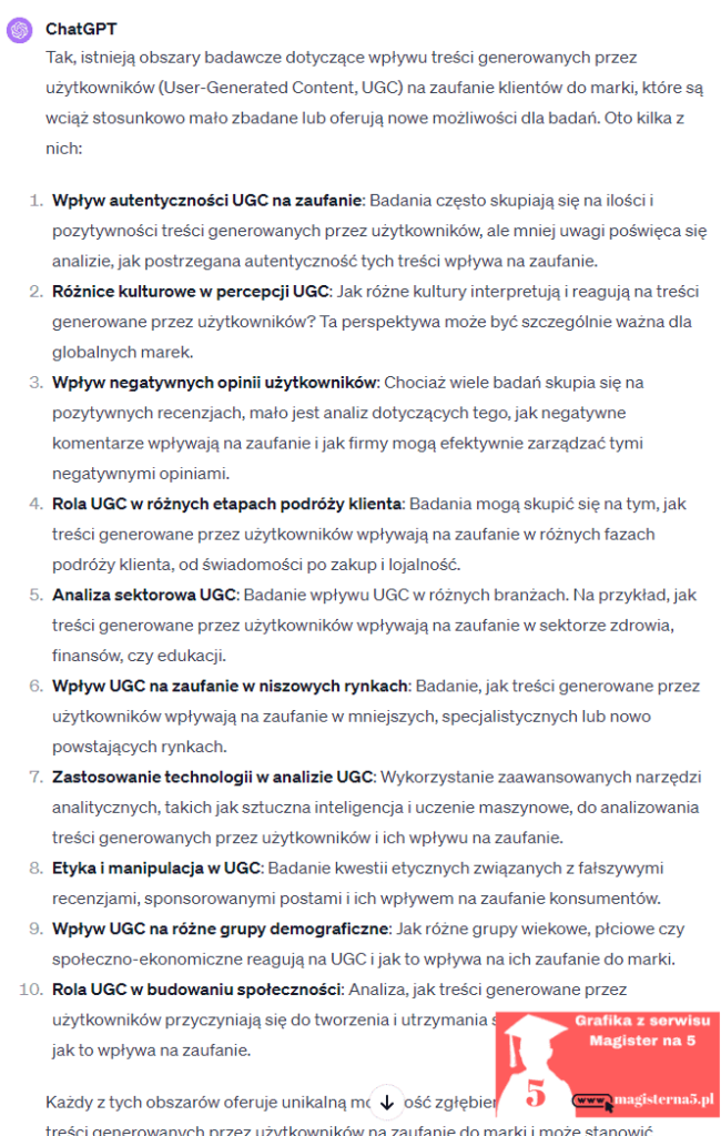 temat pracy licencjackiej i magisterskiej z chatgpt mało zbadane aspekty