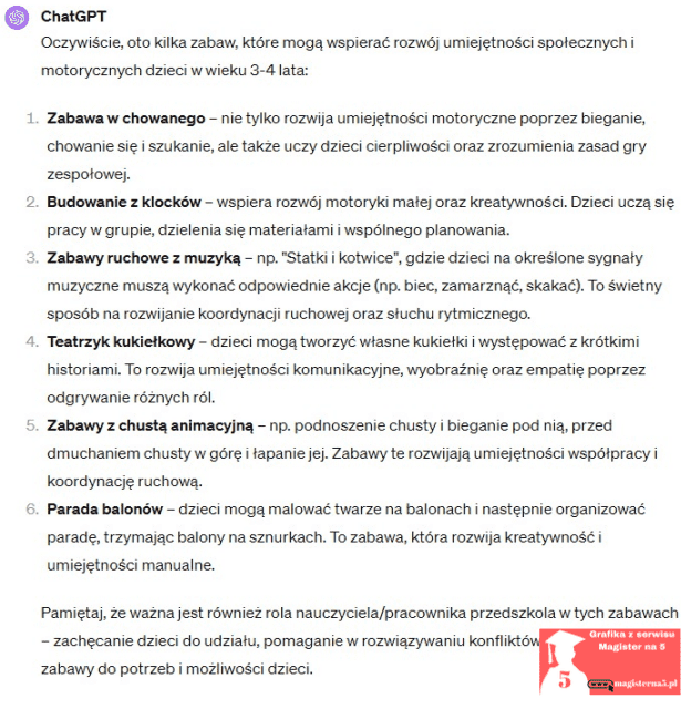 jak wykorzystać chatgpt w pracy w przedszkolu- pomysły na zabawy dla dzieci jak wykorzystać chatgpt w pracy w przedszkolu- pomysły na zabawy dla dzieci