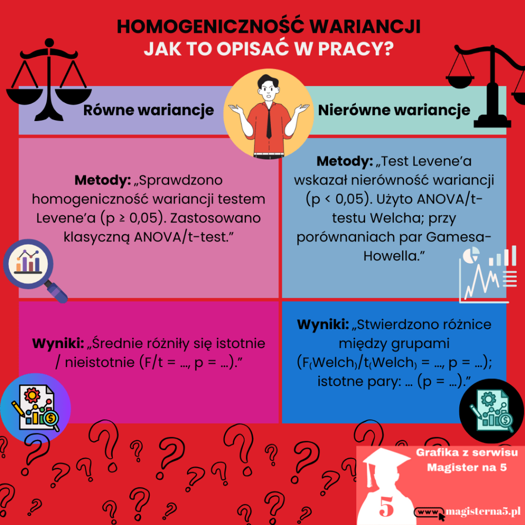 Jak homogeniczność wariancji opisać w pracy magisterskiej