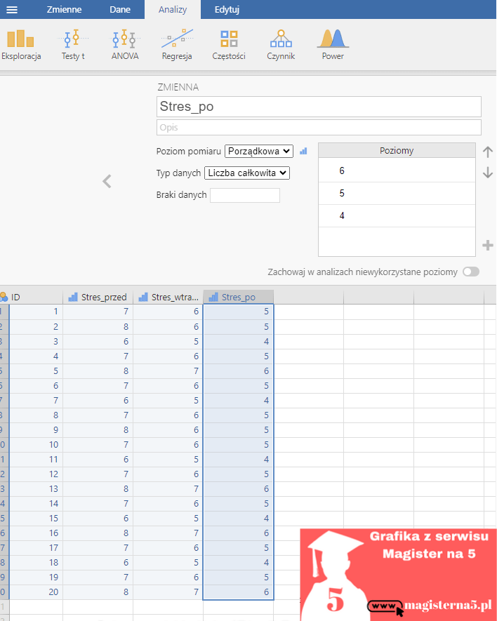 Dane w Jamovi- Test Friedmana Dane w Jamovi- Test Friedmana