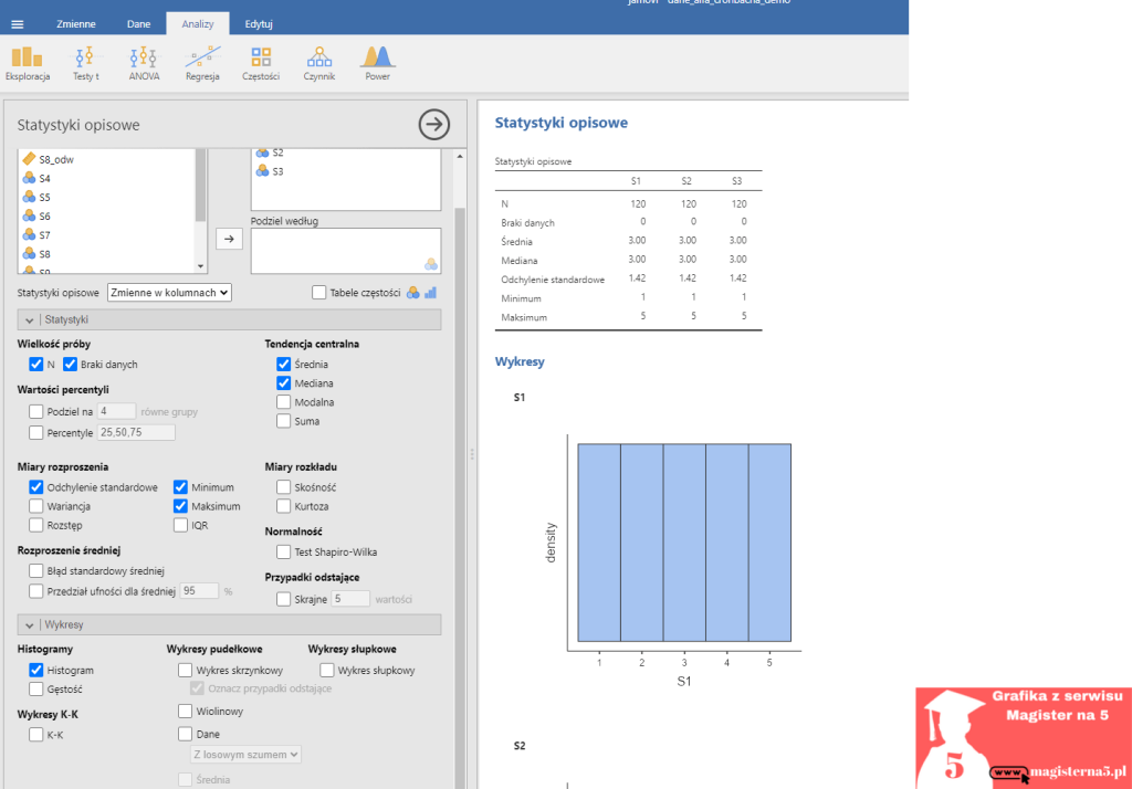 Jak zrobić statystykę opisową w Jamovi