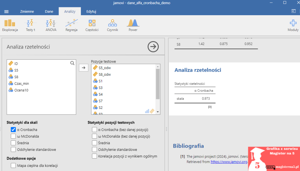 ALfa cronbacha po poprawce